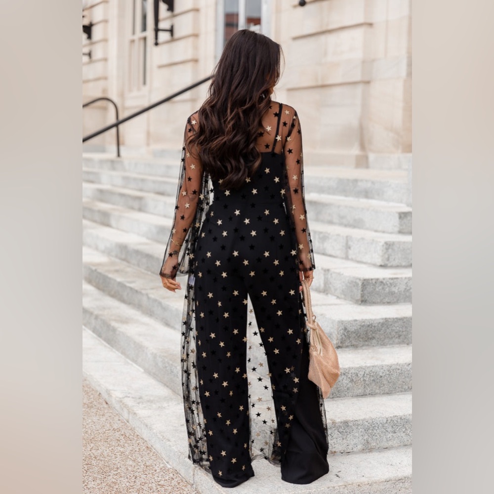 Pink Lily Black & Gold Star Duster 2XL